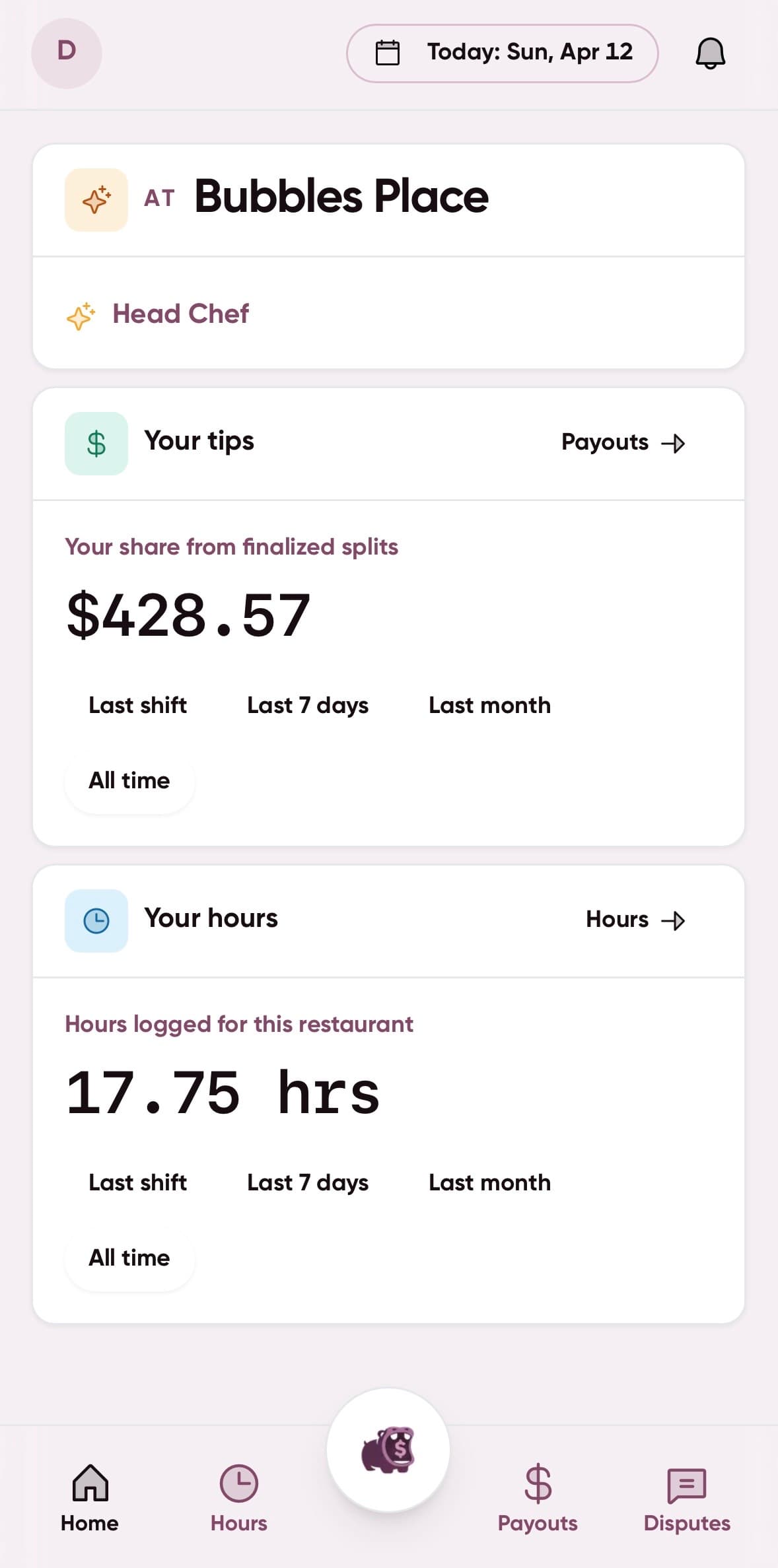 Tippo mobile app in light mode